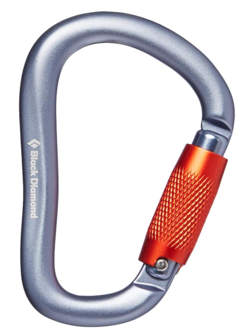 ツイストロックタイプの安全環付きカラビナ